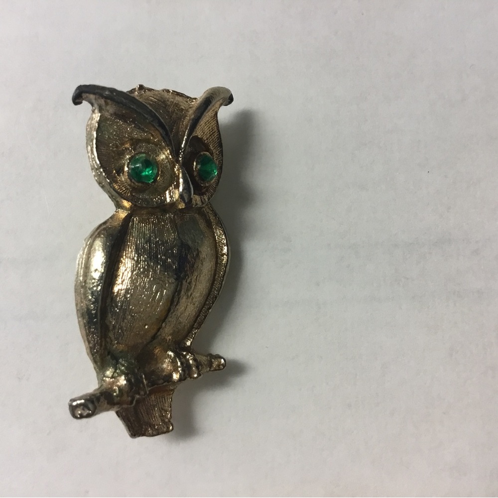 Vintage 2 Owl Pin from the 1960s
Materials: Glass, Gold tone
Style: Mid-century